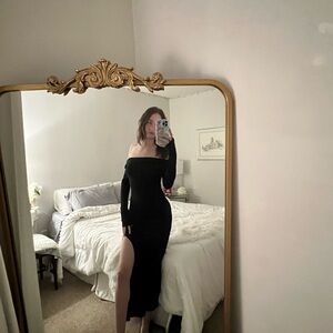 American Eagle Outfitters Black Off-Shoulder Dress